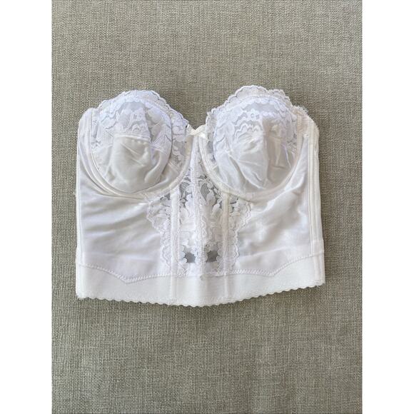 Vintage Vassarette 36 B Bustier Corset Bra Lace White Strapless Runs Small 26” - Picture 1 of 11